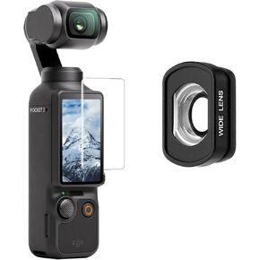4-Pack Magnetic Filter Set for DJI Osmo Pocket 4/3, Includes ND2-32 Variable ND, CPL, 1/4 Black Mist Diffusion, and Wide-Angle Lens, with Storage Case and LCD Protector for Vlogging & Filmmaking in Kuwait