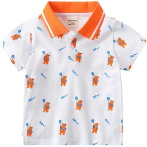 Kids Short Sleeve Polo Shirt Boys Casual Cotton T-Shirt Toddler Graphic Tee Children’s Stand Collar Top Playwear in Kuwait