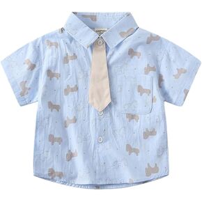 Boys Summer Short Sleeve Shirt Pony Print Cotton Casual Shirt Toddler Top Kids Playwear Polo Shirt in Kuwait