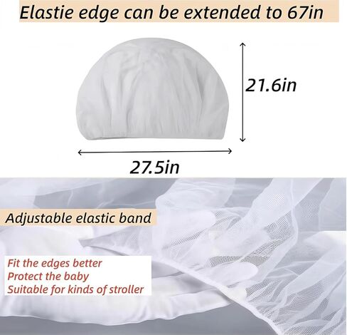 Mosquito Net for Stroller, Baby Bug Netting, Breathable & Portable Mosquito Nets for Strollers, Car Seat, Bassinet, Cradle, Playard, Travel Mini Crib (White) in Kuwait