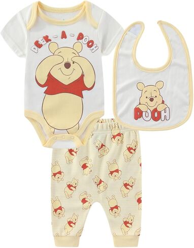 Disney Winnie the Pooh Baby Boys Bodysuit with Bib and Pants 3 Piece Set for Newborn Infants in Saudi Arabia