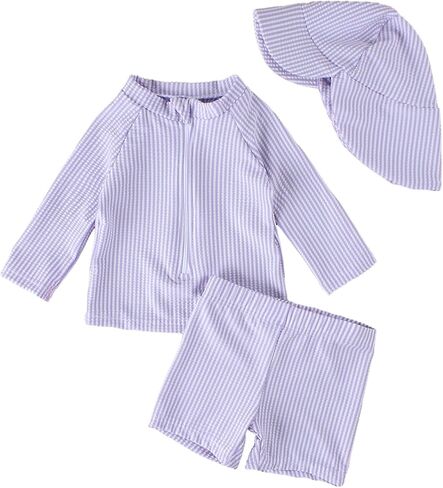 JiAmy Toddler Baby Girls Boys Rash Guard Set with Swim Trunks for Kids 3PCS Long Sleeve Bathing Suits in Saudi Arabia