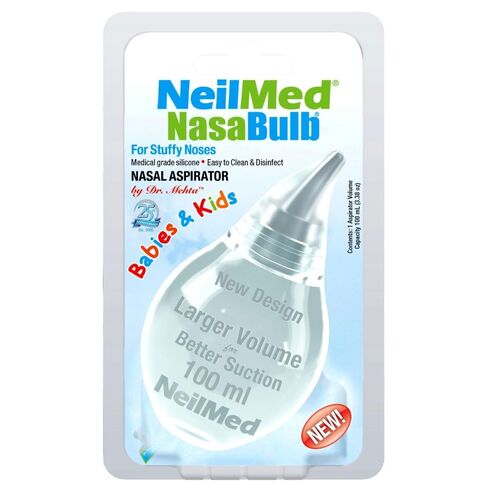 NeilMed NasaBulb شفاطة الأنف للأطفال والرضع، طرف سيليكون ناعم، تصميم شفاف، خالي من مادة BPA واللاتكس، حجم كبير قابل للتعقيم، 100 مل in Kuwait