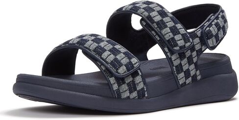 صندل FitFlop النسائي F-MODE GO Checkerboard-Den مع حزام خلفي ونعل أوسط مبطن من Microwobbleboard - مقاس قابل للتعديل in Kuwait