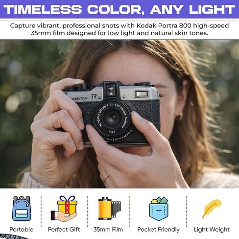 Kodak Portra 800 35mm Film Pack 36exp for 35mm Film Camera Roll Bundle - Kodak Film- Balveli Cloth - 35 mm Film Roll- Camera Film (1) in Saudi Arabia