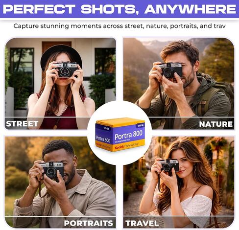 Kodak Portra 800 35mm Film Pack 36exp for 35mm Film Camera Roll Bundle - Kodak Film- Balveli Cloth - 35 mm Film Roll- Camera Film (1) in Saudi Arabia
