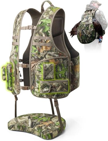 TIDEWE Turkey Vest with Seat, MOLLE System Tactical Hunting Vest with 4 Modular Add-Ons, Turkey Hunting Vest for Men & Women in Saudi Arabia