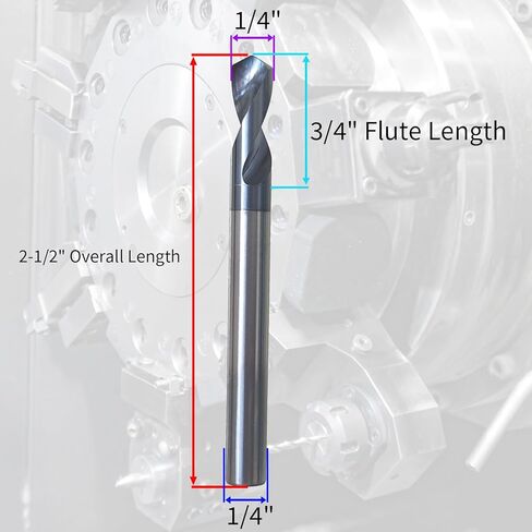 1/4" Carbide Spotting Drills, 2-1/2" Overall Length, 2 Flute, 120 Degree, 1/4" Shank Diameter, 3/4" Flute Length, AlTiN Coated, Spot Drill in Saudi Arabia