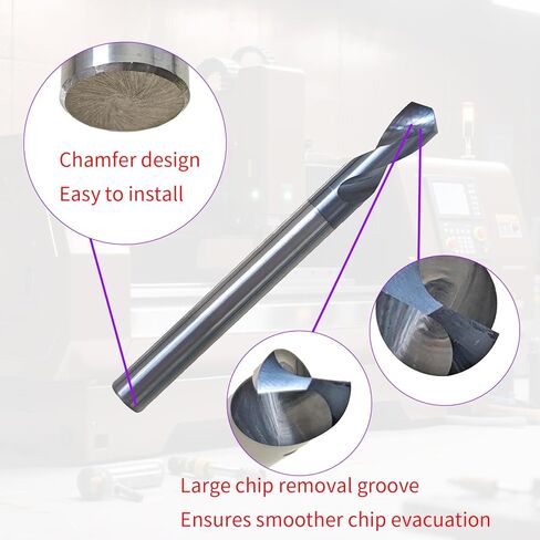 1/4" Carbide Spotting Drills, 2-1/2" Overall Length, 2 Flute, 120 Degree, 1/4" Shank Diameter, 3/4" Flute Length, AlTiN Coated, Spot Drill in Saudi Arabia
