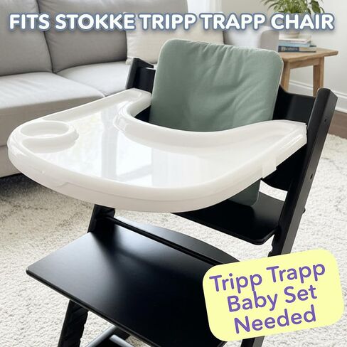 صينية وغطاء بديل للكرسي المرتفع Stokke Tripp Trapp | مجموعة من صينية بيضاء غير لامعة + غطاء شفاف لسهولة التنظيف والشفط القوي in Kuwait