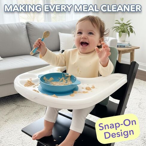 صينية وغطاء بديل للكرسي المرتفع Stokke Tripp Trapp | مجموعة من صينية بيضاء غير لامعة + غطاء شفاف لسهولة التنظيف والشفط القوي in Kuwait
