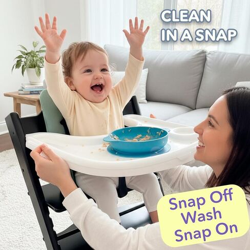 صينية وغطاء بديل للكرسي المرتفع Stokke Tripp Trapp | مجموعة من صينية بيضاء غير لامعة + غطاء شفاف لسهولة التنظيف والشفط القوي in Kuwait