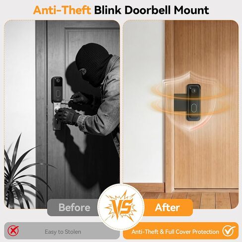 TECKNET حامل بدون مثقاب لجرس باب فيديو Blink الجيل الأول والثاني، دعامة أمان مضادة للسرقة مع غطاء مطر، رؤية ومستشعر بدون عائق، تركيب سهل للشقة، أسود in Kuwait