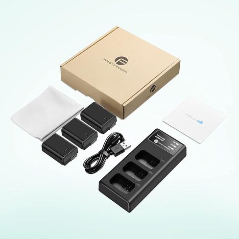 FirstPower NP-FW50 Battery 3-Pack and Triple Slot Charger for Sony Alpha A6000 A6300 A6400 A6500 A7 A7II A7RII A7SII A7S A7S2 A7R A7R2 A5100 A5000 RX10 RX10II ZV-E10 in Kuwait
