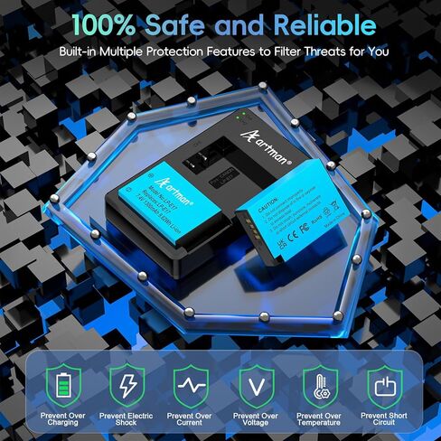 Artman LP-E17 Battery 2-Pack and Rapid Dual LP E17 Battery Charger for Canon EOS R50 R100 RP R10 R8, Rebel T8i T7i T6i T6s, Powershot V1, SL2 SL3, M3 M5 M6, 77D 200D 250D 750D 760D 800D 8000D Cameras in Saudi Arabia