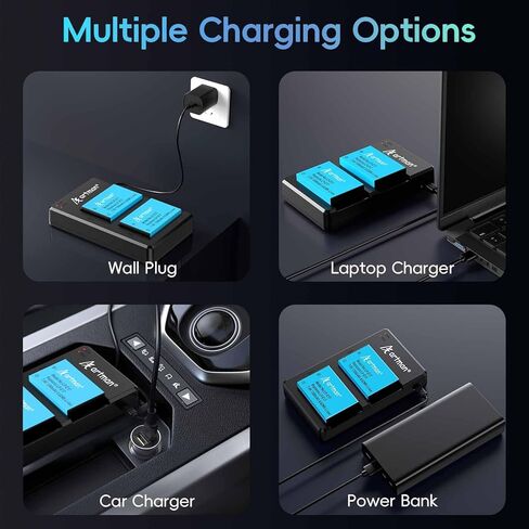 Artman LP-E17 Battery 2-Pack and Rapid Dual LP E17 Battery Charger for Canon EOS R50 R100 RP R10 R8, Rebel T8i T7i T6i T6s, Powershot V1, SL2 SL3, M3 M5 M6, 77D 200D 250D 750D 760D 800D 8000D Cameras in Saudi Arabia