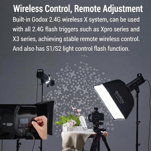 فلاش Godox SK400IIIV SK400III-V 400Ws Studio Strobe Flash، 【SK400IIV 𝐔𝐩𝐠𝐫𝐚𝐝𝐞𝐝】 GN65 5700K مع 10 واط LED للنمذجة، نظام X لاسلكي مدمج Godox 2.4G/1/260s-1/170s مدة الفلاش/جبل بوينز in Kuwait