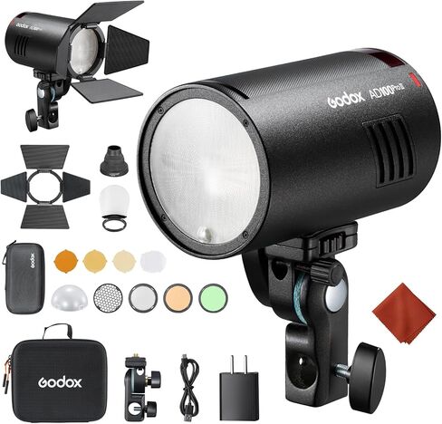 Godox AD100 pro II AD100pro II مع مجموعة AK-R1 المحمولة في الهواء الطلق جيب ستروب فلاش بطارية 2850 مللي أمبير في الساعة AD100PROII 100Ws TTL 2.4G نظام Wilreless X 1/8000 HSS 0.01-1.5s إعادة التدوير 490 طاقة كاملة in Kuwait