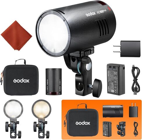 Godox AD100 pro II AD100pro II مع مجموعة AK-R1 المحمولة في الهواء الطلق جيب ستروب فلاش بطارية 2850 مللي أمبير في الساعة AD100PROII 100Ws TTL 2.4G نظام Wilreless X 1/8000 HSS 0.01-1.5s إعادة التدوير 490 طاقة كاملة in Saudi Arabia
