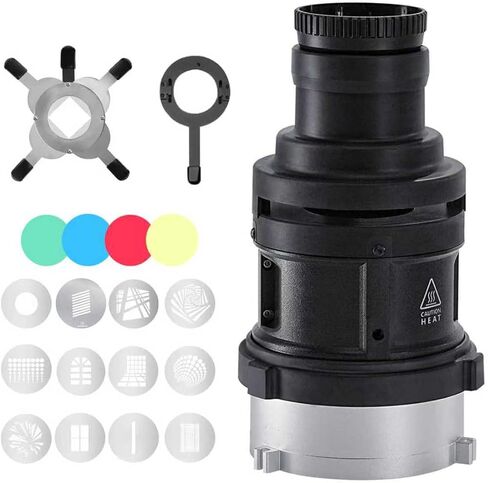 WELLMAKING S80LED Bowens Mount Snoot Optical لمصابيح LED: خرج أكثر سطوعًا بنسبة 90%، عدسة تركيز قابلة للتعديل 38 درجة، تصوير فائق الوضوح للتصوير الفوتوغرافي في الاستوديو/الفيديو، التحكم الاحترافي في الإضاءة وتأثيرات الظل الواضحة in Kuwait