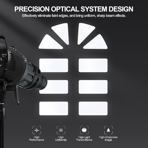 WELLMAKING S80LED Bowens Mount Snoot Optical لمصابيح LED: خرج أكثر سطوعًا بنسبة 90%، عدسة تركيز قابلة للتعديل 38 درجة، تصوير فائق الوضوح للتصوير الفوتوغرافي في الاستوديو/الفيديو، التحكم الاحترافي في الإضاءة وتأثيرات الظل الواضحة in Kuwait