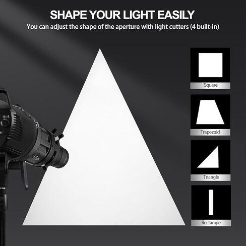 WELLMAKING S80LED Bowens Mount Snoot Optical لمصابيح LED: خرج أكثر سطوعًا بنسبة 90%، عدسة تركيز قابلة للتعديل 38 درجة، تصوير فائق الوضوح للتصوير الفوتوغرافي في الاستوديو/الفيديو، التحكم الاحترافي في الإضاءة وتأثيرات الظل الواضحة in Kuwait