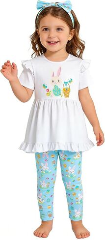 Latobreath Baby Girls Toddler Happy Easter Bunny Outfit Servel Serves Set in Kuwait