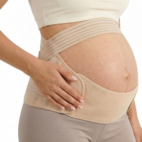 leeveel Maternity Belly Band for Pregnancy - 3 in 1 Pregnancy Support Belt for Back, Pelvic & Hip Support - Adjustable Abdominal Binder & Prenatal Cradle - Pregnancy Must Haves (Beige, XX-Large) in Saudi Arabia