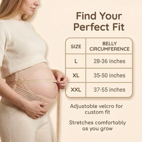 leeveel Maternity Belly Band for Pregnancy - 3 in 1 Pregnancy Support Belt for Back, Pelvic & Hip Support - Adjustable Abdominal Binder & Prenatal Cradle - Pregnancy Must Haves (Beige, XX-Large) in Saudi Arabia