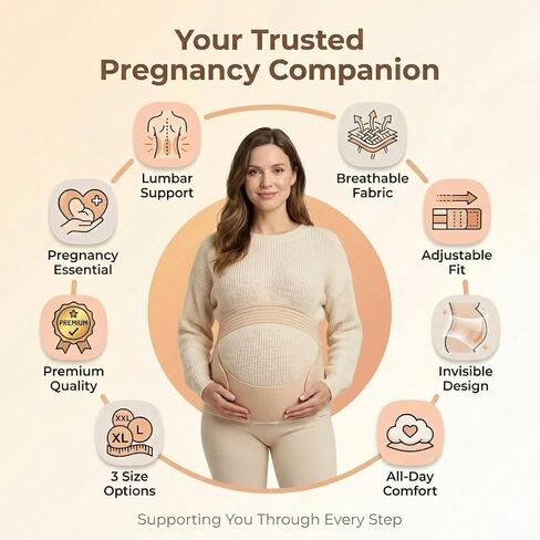 leeveel Maternity Belly Band for Pregnancy - 3 in 1 Pregnancy Support Belt for Back, Pelvic & Hip Support - Adjustable Abdominal Binder & Prenatal Cradle - Pregnancy Must Haves (Beige, XX-Large) in Saudi Arabia