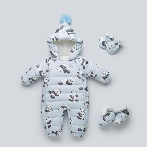 Cute Thermal Thick Puffer Hooded Down Jackets Sets for Kids Girl Boy Long Sleeve Padded Jacket Coveralls Shapewear Body Shaper Hoods Outfits Romper Sets Kid 6 Months in Kuwait