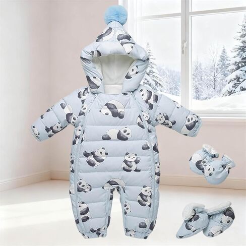 Cute Thermal Thick Puffer Hooded Down Jackets Sets for Kids Girl Boy Long Sleeve Padded Jacket Coveralls Shapewear Body Shaper Hoods Outfits Romper Sets Kid 6 Months in Kuwait