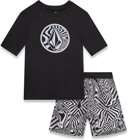 Volcom Baby Boys Swimsuit Set - 2 Piece Swimwear Short Sleeve Rash Guard Swim Shirt and Swim Trunks for Infants & Toddlers in Saudi Arabia