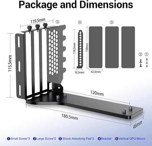 حامل وحدة معالجة الرسومات الجرافيكية العمودي مع كابل رفع PCIE 4.0 مقاس 200 مم، ومجموعة حامل بطاقات الرسومات لحافظة ATX، وحامل دعم وحدة معالجة الرسومات مع امتداد Gen4 عالي السرعة، متوافق مع RTX 4090/4080/4070 AMD RX 7900 in Saudi Arabia