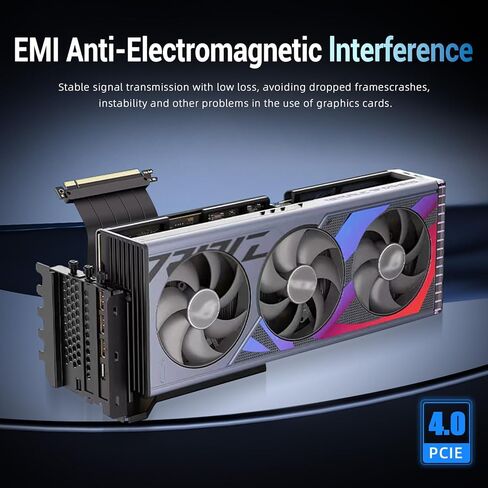 حامل وحدة معالجة الرسومات الجرافيكية العمودي مع كابل رفع PCIE 4.0 مقاس 200 مم، ومجموعة حامل بطاقات الرسومات لحافظة ATX، وحامل دعم وحدة معالجة الرسومات مع امتداد Gen4 عالي السرعة، متوافق مع RTX 4090/4080/4070 AMD RX 7900 in Saudi Arabia