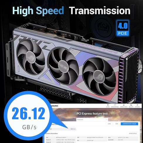حامل وحدة معالجة الرسومات الجرافيكية العمودي مع كابل رفع PCIE 4.0 مقاس 200 مم، ومجموعة حامل بطاقات الرسومات لحافظة ATX، وحامل دعم وحدة معالجة الرسومات مع امتداد Gen4 عالي السرعة، متوافق مع RTX 4090/4080/4070 AMD RX 7900 in Saudi Arabia
