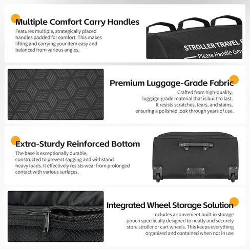 Padded Stroller Travel Bag with Wheels for Airplane Gate Check,Travel Storage Bag Compatible with UPPAbaby Vista V2 & Cruz V2 (Remove Rear Wheels),Includes Inner Wheel Bag and Storage Pocket in Kuwait