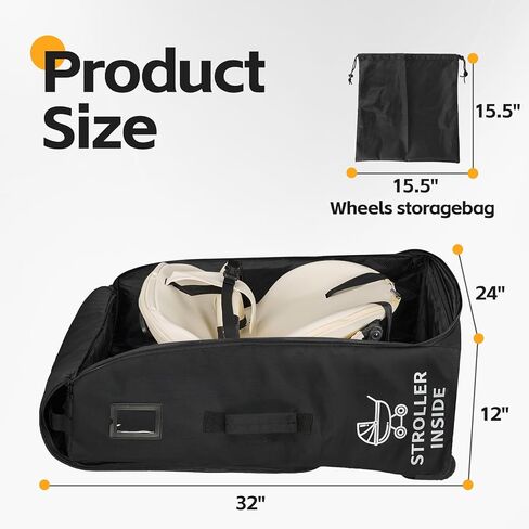 Padded Stroller Travel Bag with Wheels for Airplane Gate Check,Travel Storage Bag Compatible with UPPAbaby Vista V2 & Cruz V2 (Remove Rear Wheels),Includes Inner Wheel Bag and Storage Pocket in Kuwait