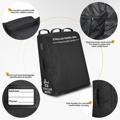 Padded Stroller Travel Bag with Wheels for Airplane Gate Check,Travel Storage Bag Compatible with UPPAbaby Vista V2 & Cruz V2 (Remove Rear Wheels),Includes Inner Wheel Bag and Storage Pocket in Kuwait