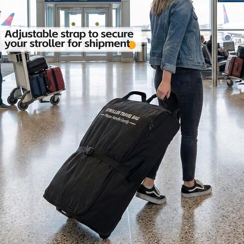 Padded Stroller Travel Bag with Wheels for Airplane Gate Check,Travel Storage Bag Compatible with UPPAbaby Vista V2 & Cruz V2 (Remove Rear Wheels),Includes Inner Wheel Bag and Storage Pocket in Kuwait