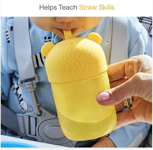 كوب Munchkin Gentle™ Transition على شكل دب العسل للرضع والأطفال الصغار بعمر 6 أشهر فما فوق، زجاجة مضادة للانسكاب قابلة للعصر لسهولة الشرب، 9 أونصة، أصفر in Saudi Arabia