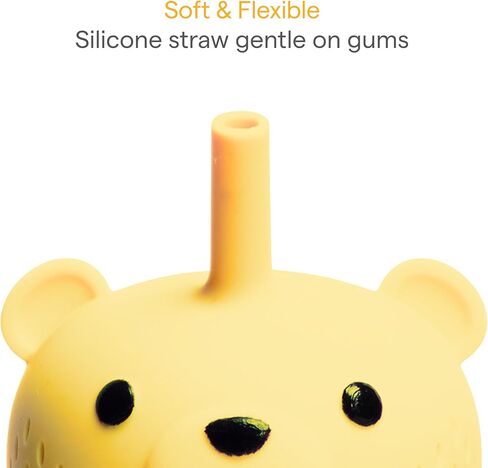 كوب Munchkin Gentle™ Transition على شكل دب العسل للرضع والأطفال الصغار بعمر 6 أشهر فما فوق، زجاجة مضادة للانسكاب قابلة للعصر لسهولة الشرب، 9 أونصة، أصفر in Saudi Arabia