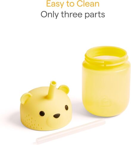 كوب Munchkin Gentle™ Transition على شكل دب العسل للرضع والأطفال الصغار بعمر 6 أشهر فما فوق، زجاجة مضادة للانسكاب قابلة للعصر لسهولة الشرب، 9 أونصة، أصفر in Saudi Arabia