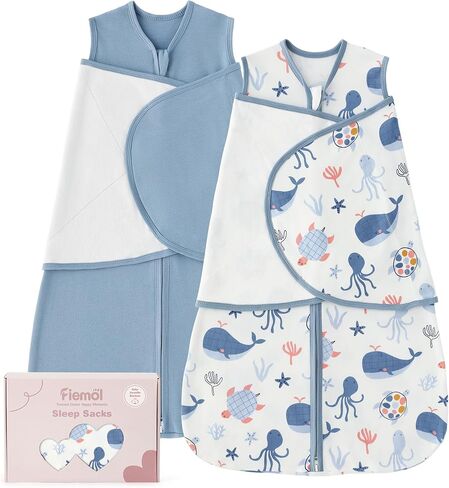 Baby Swaddle Sleep Sack 3-6 Months, Cotton Swaddles for Newborns Boys Girls, 2-Way Zipper Transitional Infant Wearable Swaddling Blanket with Quiet Closure, 0.5 TOG 2 Pack Soft Green Dinosaur in Saudi Arabia