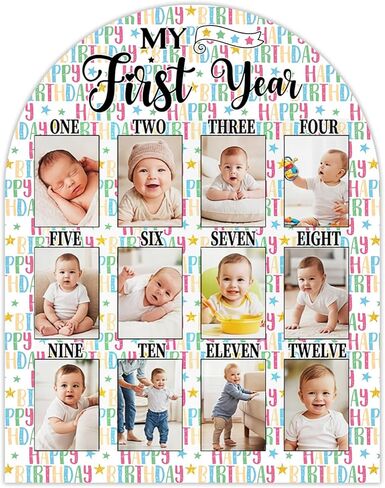 Smile One Year Birthday Wooden Photo Board Frame 11.5 x 14.5 Inch, My 1st Birthday 12 Monthly Picture Frame Baby First Year in Saudi Arabia