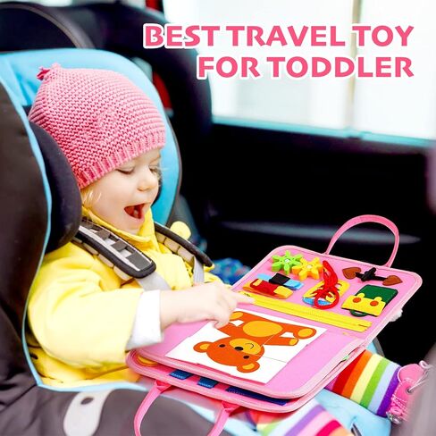 Hooku Busy Board for 1 Year Old, Montessori Sensory Toys for Toddlers 1-3, Fine Motor Learning Activities, Toddler Travel Toys, Birthday Gifts for Baby Boy or Girl in Kuwait