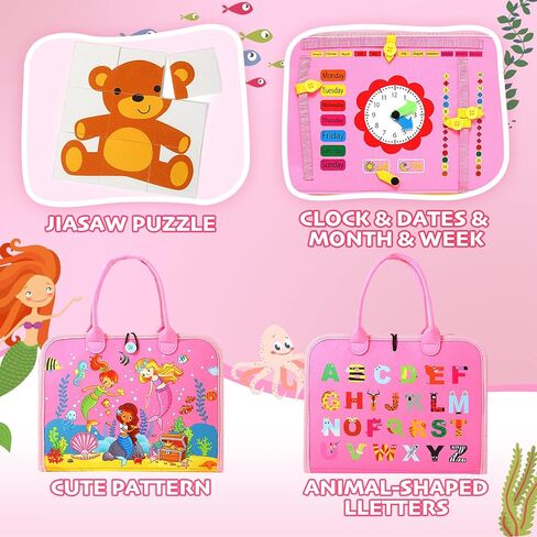 Hooku Busy Board for 1 Year Old, Montessori Sensory Toys for Toddlers 1-3, Fine Motor Learning Activities, Toddler Travel Toys, Birthday Gifts for Baby Boy or Girl in Kuwait