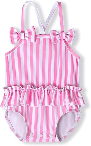 Baby Swimsuit Girl Toddler Bathing Suit Stripe/Floral One Piece Newborn Infant Ruffle Swimwear Summer Beach in Saudi Arabia