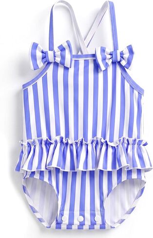 Baby Swimsuit Girl Toddler Bathing Suit Stripe/Floral One Piece Newborn Infant Ruffle Swimwear Summer Beach in Saudi Arabia