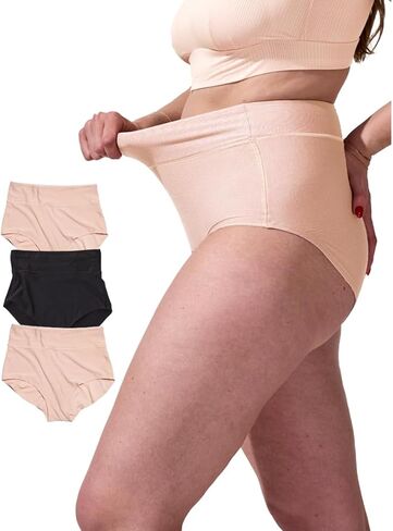 ملابس داخلية شاملة من Bodily، ملابس داخلية للأمهات وما بعد الولادة والقسم C، عالية الخصر، ناعمة، قابلة للتمدد للحمل - 3 قطع in Kuwait